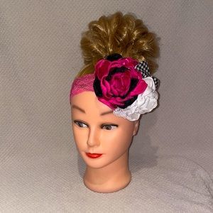 Black,Pink and White little girls headband